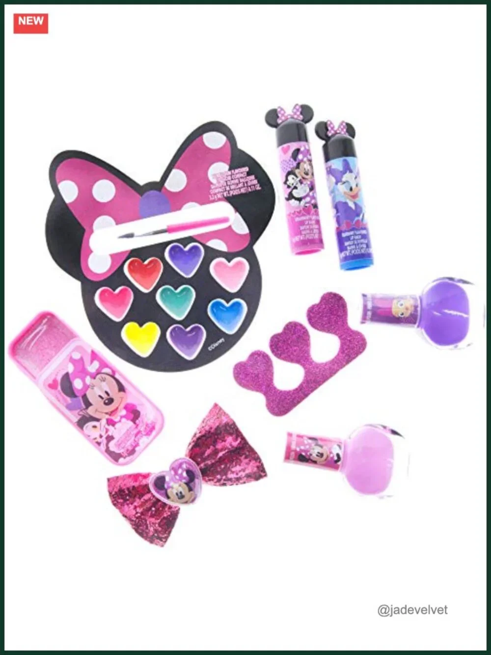 Disney Minnie Mouse Cosmetic Set Backpack with Lip Gloss, Nail Polish, Hair Bows